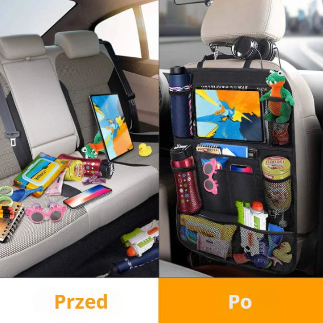 Organizer samochodowy na tylne siedzenie – z uchwytem na tablet i kieszeniami