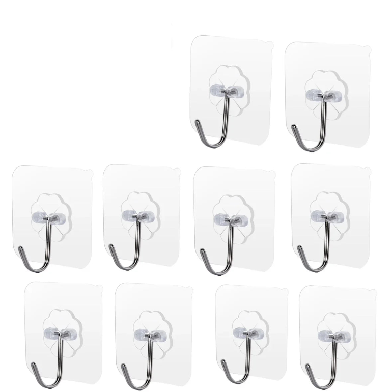 Samoprzylepne haczyki przezroczyste 6×6 cm – mocne, bezinwazyjne, wielorazowe