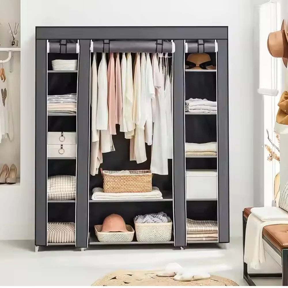 Szafa tekstylna z zamkiem – organizer na ubrania 150×45×175 cm