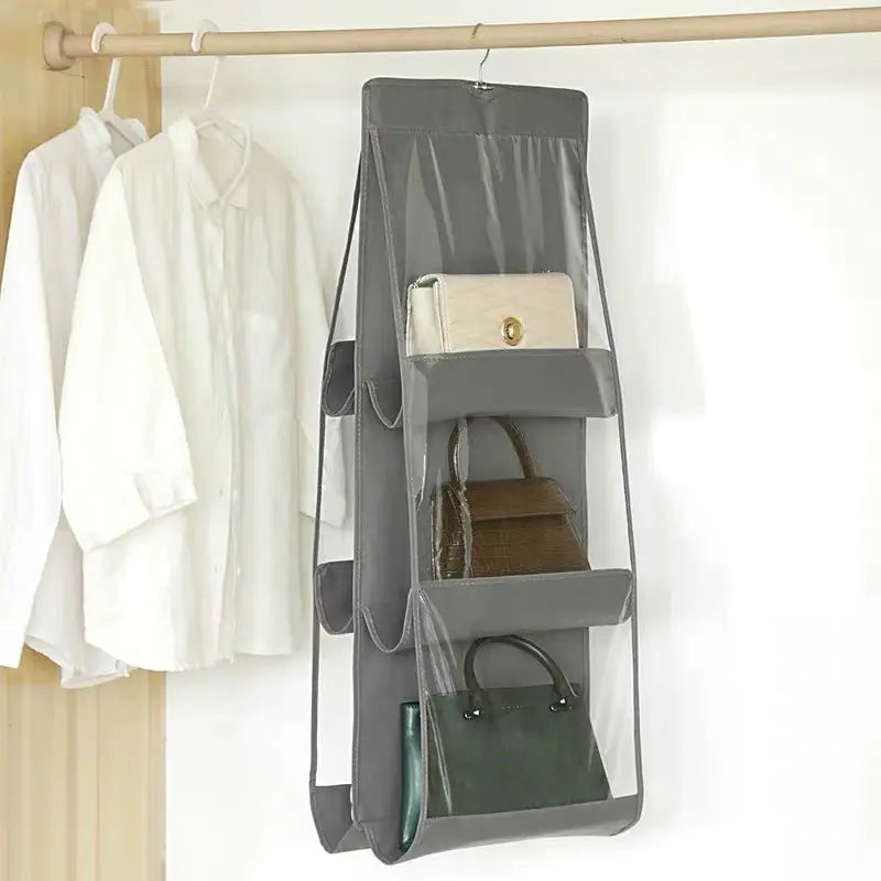 Wieszakowy organizer na torebki – 6 kieszeni