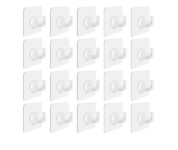 Samoprzylepne haczyki przezroczyste 6×6 cm – mocne, bezinwazyjne, wielorazowe