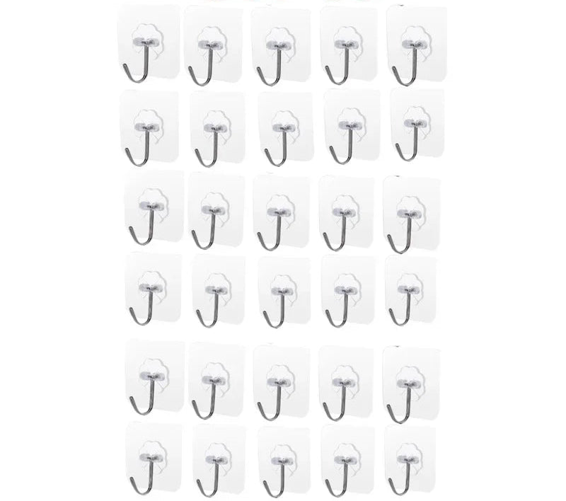 Samoprzylepne haczyki przezroczyste 6×6 cm – mocne, bezinwazyjne, wielorazowe
