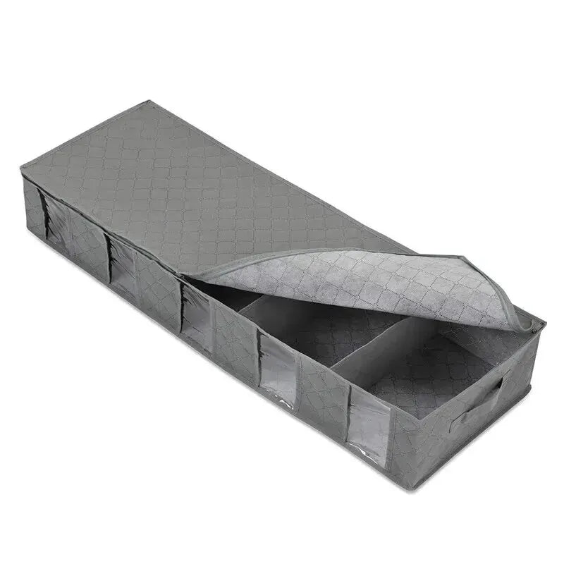 Duży organizer pod łóżko z przegrodami – składany, włókninowy (97×33×15 cm)