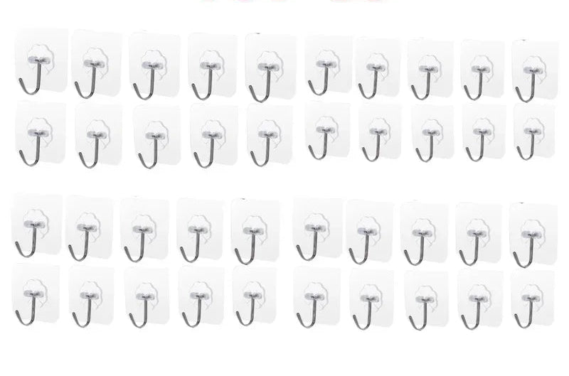 Samoprzylepne haczyki przezroczyste 6×6 cm – mocne, bezinwazyjne, wielorazowe