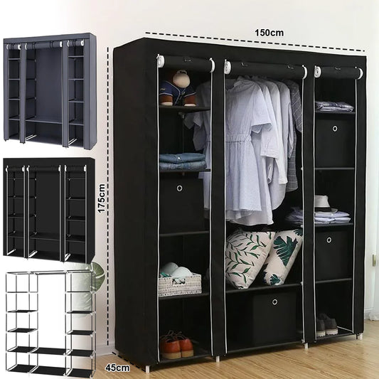 Szafa tekstylna z zamkiem – organizer na ubrania 150×45×175 cm