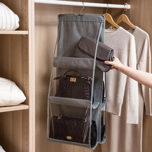 Wieszakowy organizer na torebki – 6 kieszeni