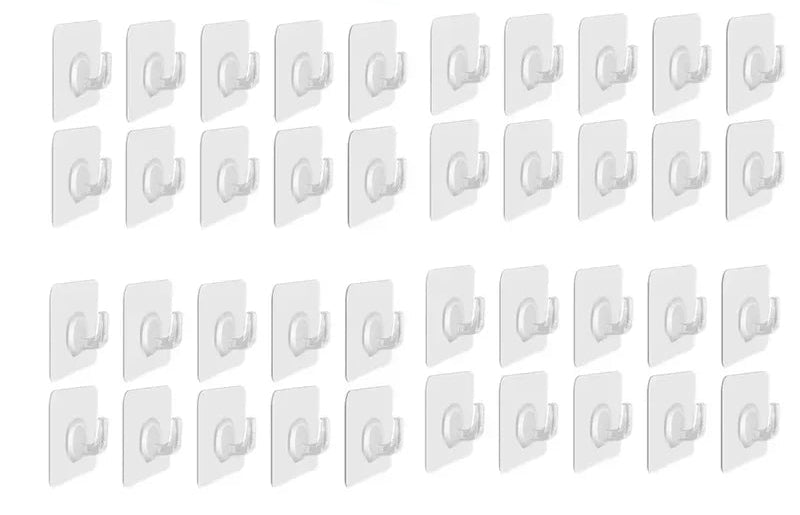 Samoprzylepne haczyki przezroczyste 6×6 cm – mocne, bezinwazyjne, wielorazowe