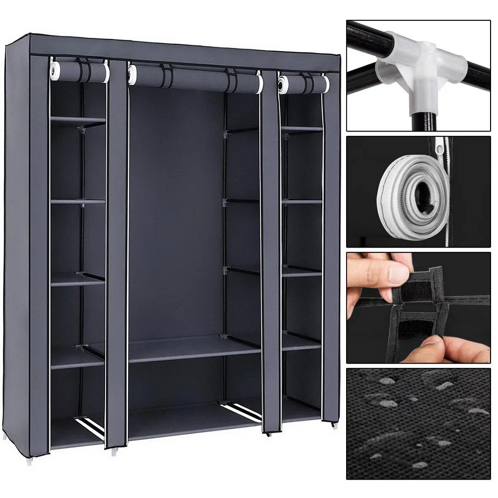Szafa tekstylna z zamkiem – organizer na ubrania 150×45×175 cm