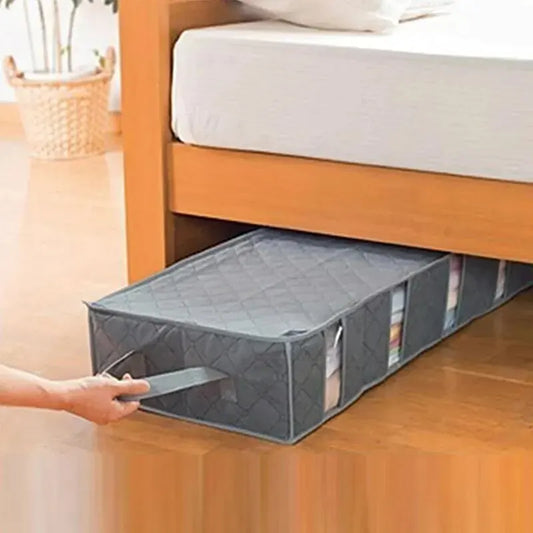 Duży organizer pod łóżko z przegrodami – składany, włókninowy (97×33×15 cm)