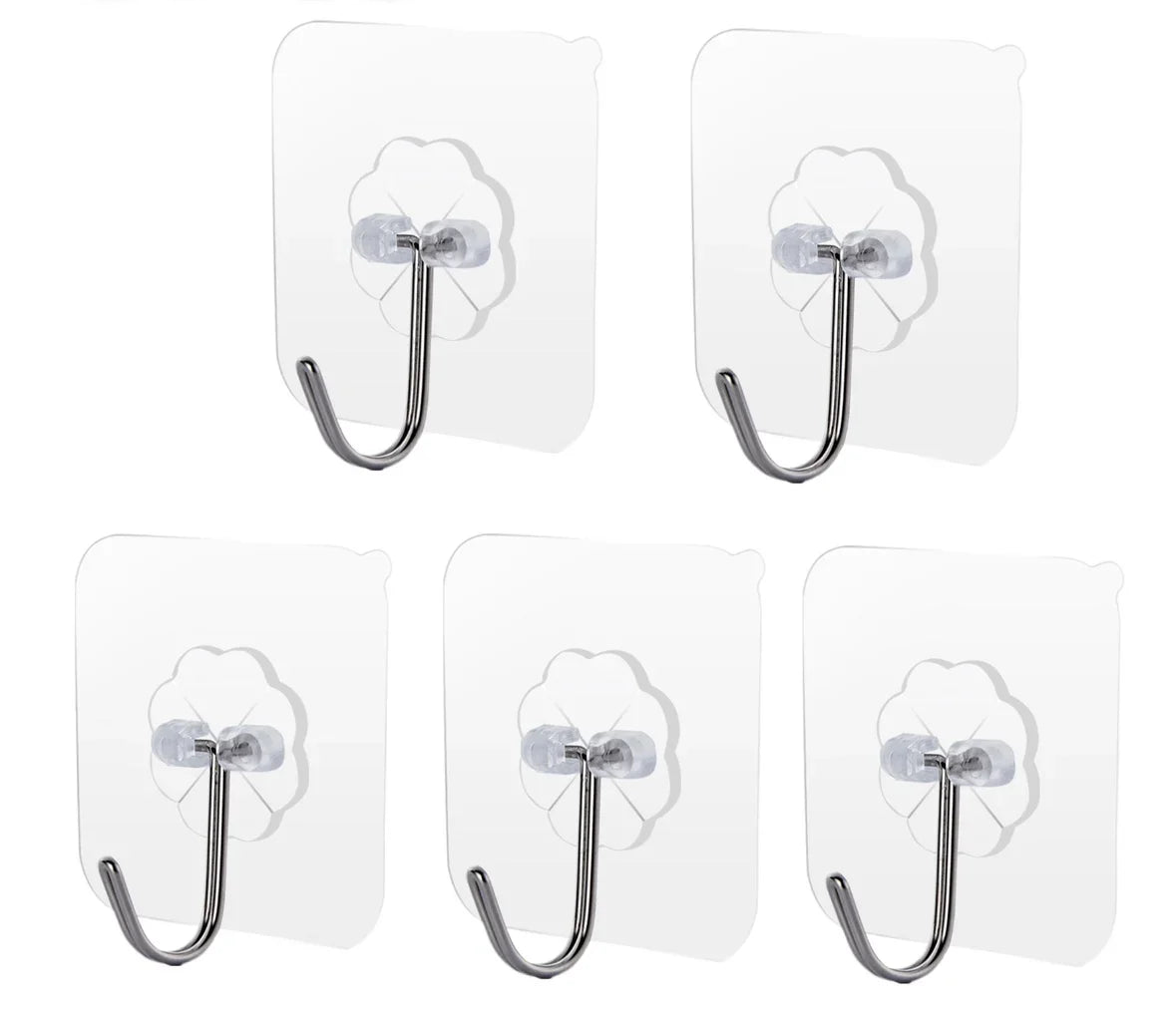 Samoprzylepne haczyki przezroczyste 6×6 cm – mocne, bezinwazyjne, wielorazowe