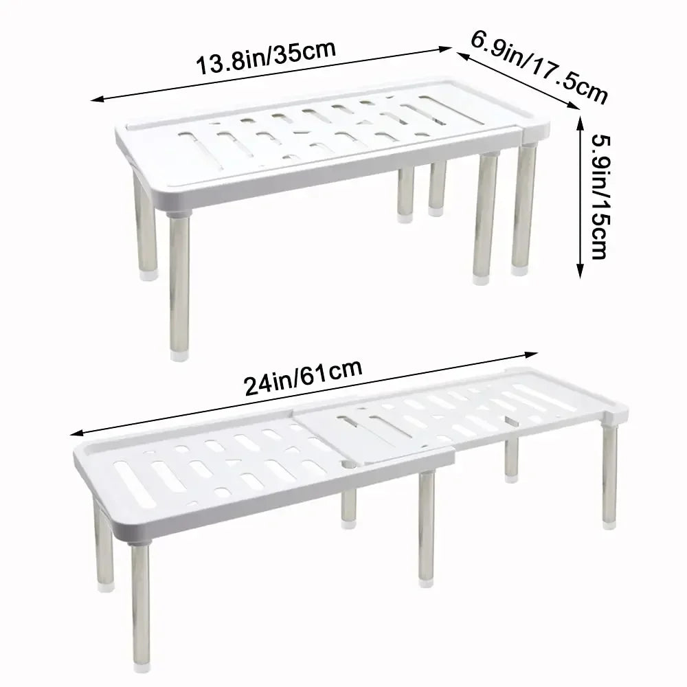 Rozsuwany organizer do szafki 35–61 cm – regulowana półka, oszczędność miejsca