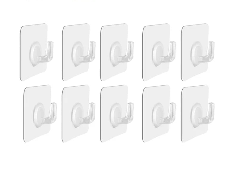 Samoprzylepne haczyki przezroczyste 6×6 cm – mocne, bezinwazyjne, wielorazowe