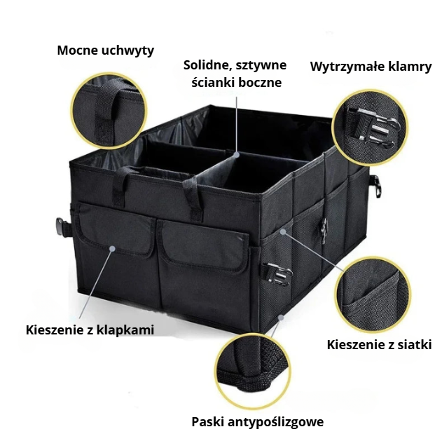 Składany organizer do bagażnika samochodowego – 56L