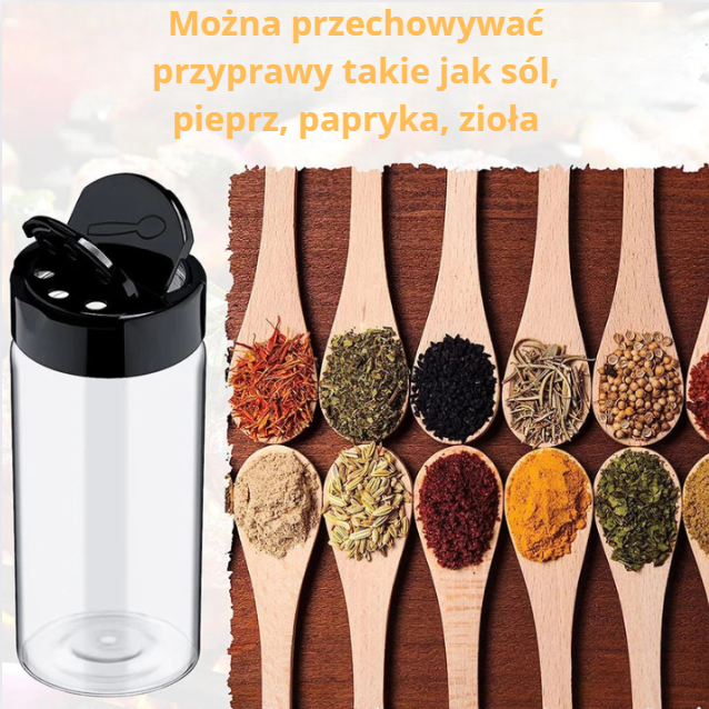 Zestaw przezroczystych pojemników na przyprawy – praktyczne i higieniczne