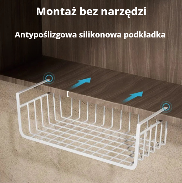 Wieszak koszyk wiszący – organizer metalowy do szafy i kuchni