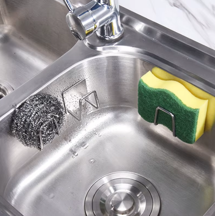 Uchwyt na gąbkę i nie tylko ze stali nierdzewnej — bez wiercenia