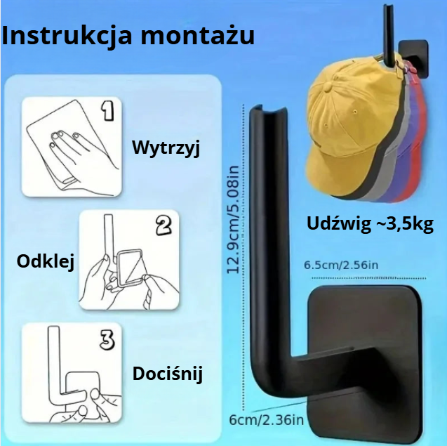 Uniwersalny uchwyt ścienny typu hook – organizer na drobiazgi, montaż bez wiercenia