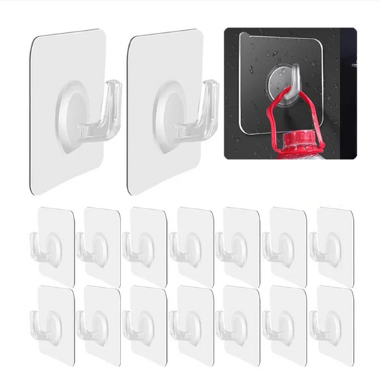Samoprzylepne haczyki przezroczyste 6×6 cm – mocne, bezinwazyjne, wielorazowe