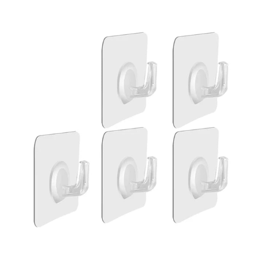 Samoprzylepne haczyki przezroczyste 6×6 cm – mocne, bezinwazyjne, wielorazowe