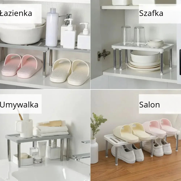 Rozsuwany organizer do szafki 35–61 cm – regulowana półka, oszczędność miejsca