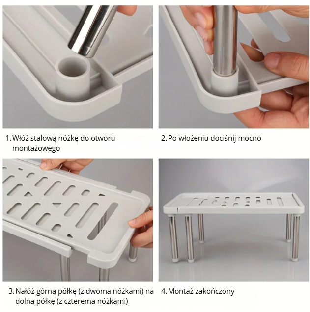 Rozsuwany organizer do szafki 35–61 cm – regulowana półka, oszczędność miejsca