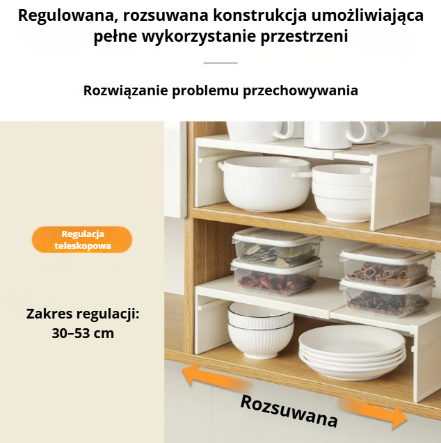 Regulowany organizer kuchenny – nowoczesny, przesuwany, minimalistyczny design