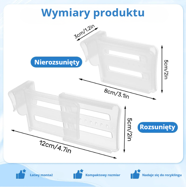 Regulowane separatory do lodówki – klipsy organizer na półki i drzwi